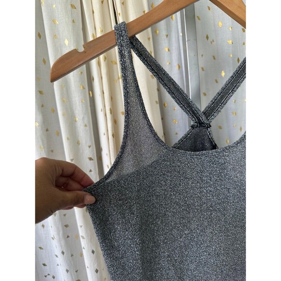 Express Women's Semi Sheer Metallic Shimmer Holiday Racerback Tank Top S - Picture 3 of 7